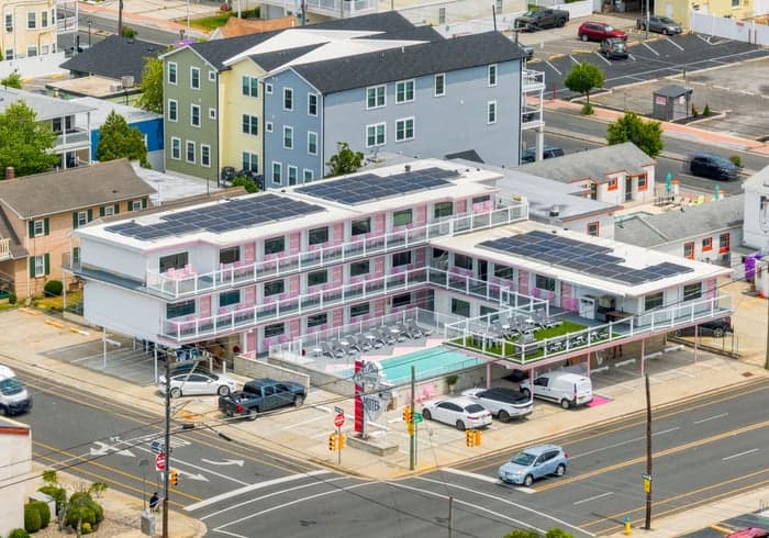 Aerial drone view of the entire Pink Champagne property