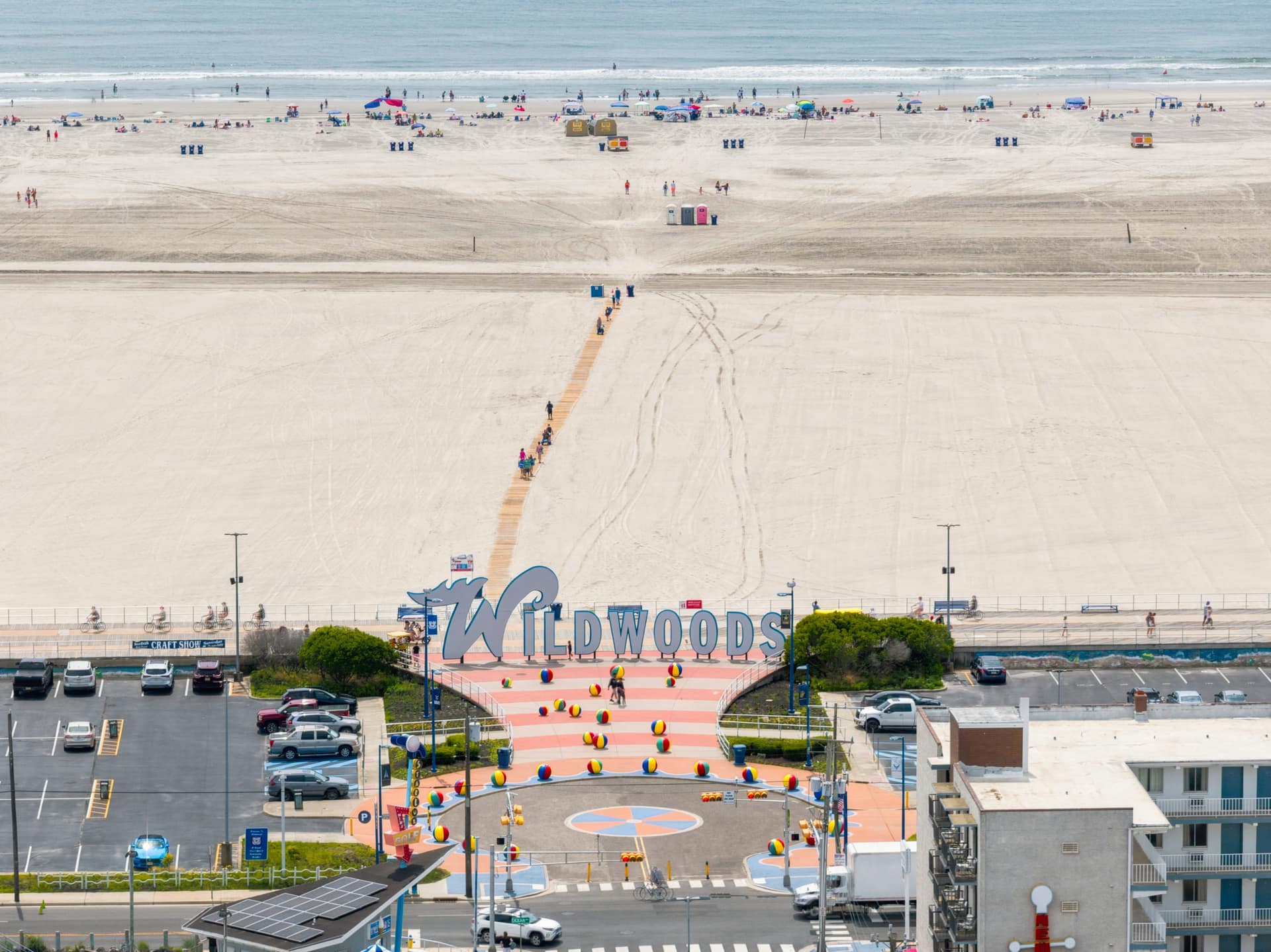 The Wildwoods beach and boardwalk sign